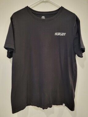 Hurley Men's Black Short Sleeve Tee with Pineapple Skull Ocean Graphic Large